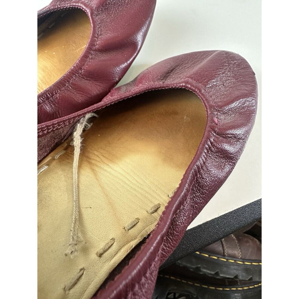 Tieks Burgundy Red Ballet Flats Maroon Leather Slip On Shoes Women's Size 9 - Picture 12 of 15